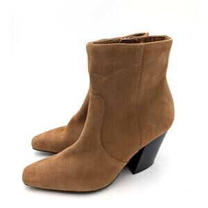 Open Edit Alicia Ankle Heel Bootie Pointed Toe Women's Brown Size US5.5M EU36